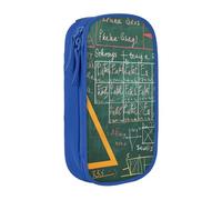 KCGSDEGV Trousse à crayons noire avec formules formes, théorie, leçon de mathématiques, mot, grande capacité, jolie trousse à crayons pour l'école, les filles et les garçons, bleu, Taille unique,
