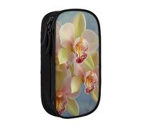 KCGSDEGV Trousse à crayons noire avec impression d'orchidées, grande capacité, boîte de rangement pour l'école filles et garçons, Noir , Taille unique, Cartable