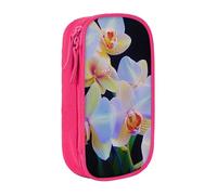 KCGSDEGV Trousse à crayons noire avec impression d'orchidées, grande capacité, jolie trousse à crayons, boîte de rangement pour écolière, filles et garçons, rose, Taille unique, Cartable