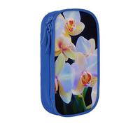 KCGSDEGV Trousse à crayons noire avec impression d'orchidées, grande capacité, jolie trousse à crayons, boîte de rangement pour écolière, filles et garçons, bleu, Taille unique, Cartable