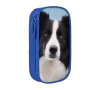 KCGSDEGV Trousse à crayons noire avec imprimé Border Collie, grande capacité, jolie trousse à crayons, boîte de rangement pour l'école filles et garçons, bleu, Taille unique, Cartable