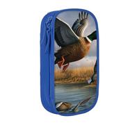 KCGSDEGV Trousse à crayons noire avec imprimé canards sauvages chasseurs au bord du lac, grande capacité, jolie trousse à crayons pour l'école, les filles et les garçons, bleu, Taille unique, Cartable
