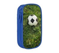 KCGSDEGV Trousse à crayons noire avec imprimé herbe verte de football, grande capacité, jolie trousse à crayons, boîte de rangement pour l'école filles et garçons, bleu, Taille unique, Cartable