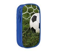 KCGSDEGV Trousse à crayons noire avec imprimé herbe verte de football, grande capacité, jolie trousse à crayons pour l'école, les filles et les garçons, bleu, Taille unique, Cartable