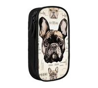 KCGSDEGV Trousse à crayons noire avec imprimé « I Love French Bulldog », grande capacité, jolie trousse à crayons, boîte de rangement pour écolière, filles et garçons, Noir , Taille unique, Cartable