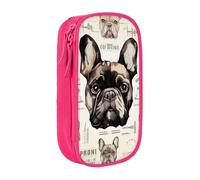 KCGSDEGV Trousse à crayons noire avec imprimé « I Love French Bulldog », grande capacité, jolie trousse à crayons, boîte de rangement pour écolière, filles et garçons, rose, Taille unique, Cartable