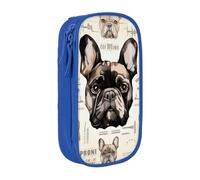KCGSDEGV Trousse à crayons noire avec imprimé « I Love French Bulldog », grande capacité, jolie trousse à crayons, boîte de rangement pour écolière, filles et garçons, bleu, Taille unique, Cartable