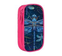 KCGSDEGV Trousse à crayons noire avec imprimé libellule bleue, grande capacité, boîte de rangement mignonne pour l'école filles et garçons, rose, Taille unique, Cartable