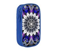 KCGSDEGV Trousse à crayons noire avec imprimé mandala rectangulaire, grande capacité, jolie trousse à crayons pour l'école, les filles et les garçons, bleu, Taille unique, Cartable