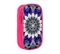 KCGSDEGV Trousse à crayons noire avec imprimé mandala rectangulaire, grande capacité, jolie trousse à crayons pour l'école, les filles et les garçons, rose, Taille unique, Cartable