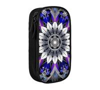 KCGSDEGV Trousse à crayons noire avec imprimé mandala rectangulaire, grande capacité, jolie trousse à crayons pour l'école, les filles et les garçons, Noir , Taille unique, Cartable