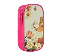 KCGSDEGV Trousse à crayons noire avec imprimé poule et papillons volants parmi fleurs, grande capacité, jolie trousse à crayons pour l'école filles garçons, rose, Taille unique, Cartable