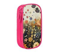 KCGSDEGV Trousse à crayons noire avec imprimé poule et papillons volants parmi fleurs, grande capacité, jolie trousse à crayons pour l'école, les filles et les garçons, rose, Taille unique, Cartable