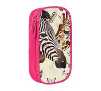 KCGSDEGV Trousse à crayons noire avec imprimé zèbre et girafe - Grande capacité - Jolie trousse à crayons - Boîte de rangement pour l'école - Pour filles et garçons, rose, Taille unique, Cartable