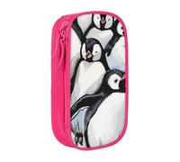 KCGSDEGV Trousse à crayons noire avec jolis bébés pingouins imprimés, grande capacité, boîte de rangement pour écolière, filles et garçons, rose, Taille unique, Cartable