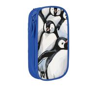 KCGSDEGV Trousse à crayons noire avec jolis bébés pingouins imprimés, grande capacité, boîte de rangement pour écolière, filles et garçons, bleu, Taille unique, Cartable