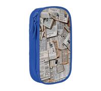 KCGSDEGV Trousse à crayons noire avec journal imprimé HD, grande capacité, boîte de rangement pour écolière, filles et garçons, bleu, Taille unique, Cartable