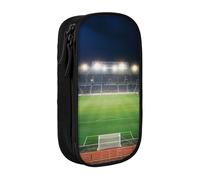 KCGSDEGV Trousse à crayons noire avec lumière de champ de football Satdium imprimée nuit, grande capacité, jolie trousse à crayons pour l'école filles et garçons, Noir , Taille unique, Cartable