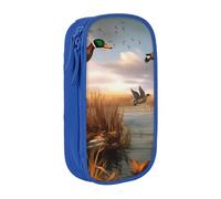 KCGSDEGV Trousse à crayons noire avec motif de canards sauvages volants de chasse 6 imprimés, grande capacité, boîte de rangement pour l'école filles et garçons, bleu, Taille unique, Cartable