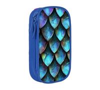 KCGSDEGV Trousse à crayons noire avec motif d'écailles de dragon magique 3D imprimé, grande capacité, jolie trousse à crayons pour l'école, les filles et les garçons, bleu, Taille unique, Cartable