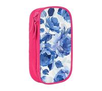 KCGSDEGV Trousse à crayons noire avec motif floral bleu imprimé roses, grande capacité, jolie trousse à crayons, boîte de rangement pour écolière, filles et garçons, rose, Taille unique, Cartable