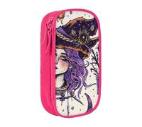 KCGSDEGV Trousse à crayons noire avec motif sorcière magique, sorcellerie, dessin bohème, grande capacité, jolie trousse à crayons pour l'école, les filles et les garçons, rose, Taille unique,