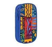 KCGSDEGV Trousse à crayons noire avec motifs nationaux africains imprimés, grande capacité, jolie trousse à crayons, boîte de rangement pour l'école filles et garçons, bleu, Taille unique, Cartable