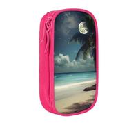 KCGSDEGV Trousse à crayons noire avec palmier tropical et pleine lune imprimée, grande capacité, jolie trousse à crayons pour l'école, les filles et les garçons, rose, Taille unique, Cartable
