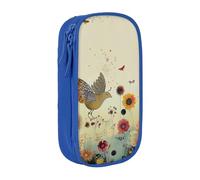 KCGSDEGV Trousse à crayons noire avec poule et papillons volants parmi fleurs, grande capacité, jolie trousse à crayons pour l'école filles garçons, bleu, Taille unique, Cartable