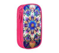 KCGSDEGV Trousse à crayons noire rectangulaire avec imprimé mandala, grande capacité, boîte de rangement pour l'école filles et garçons, rose, Taille unique, Cartable