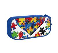 KCGSDEGV Trousse à crayons pour la sensibilisation à l'autisme - Motif cœur - Grande capacité - Jolie trousse à crayons - Noir, bleu, Taille unique, Cartable