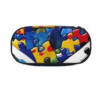 KCGSDEGV Trousse à crayons pour la sensibilisation à l'autisme - Motifs de cœurs - Pour voyage, école, travail, Noir , Taille unique, Cartable