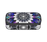 KCGSDEGV Trousse à crayons rectangulaire avec imprimé mandala - Joli compartiment - Trousse à crayons - Boîte de rangement pour l'école - Pour filles et garçons, Noir , Taille unique, Cartable