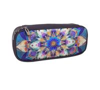 KCGSDEGV Trousse à crayons rectangulaire avec imprimé mandala pour étudiants, filles, garçons, jolie trousse à crayons en cuir pour enfants, hommes et femmes, Noir , Taille unique, Cartable