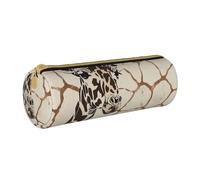 KCGSDEGV Trousse à crayons ronde en cuir avec imprimé girafe pour l'école filles garçons, blanc, Taille unique, Cartable