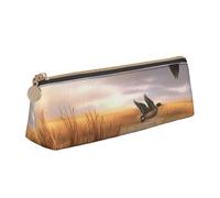 KCGSDEGV Trousse à crayons triangulaire en cuir avec 6 motifs de canards sauvages et de chasse, blanc, Taille unique, Cartable