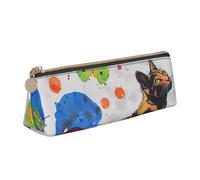 KCGSDEGV Trousse à crayons triangulaire en cuir avec imprimé papillon à pois et chat pour l'école filles garçons, blanc, Taille unique, Cartable