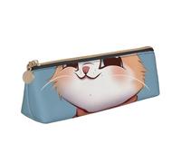 KCGSDEGV Trousse à crayons triangulaire en cuir avec motif de chat de dessin animé pour l'école filles garçons, blanc, Taille unique, Cartable