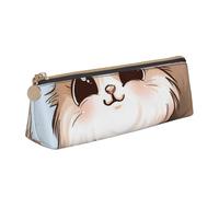 KCGSDEGV Trousse à crayons triangulaire en cuir avec motif de chat mignon de dessin animé pour l'école filles garçons, blanc, Taille unique, Cartable