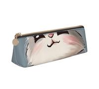 KCGSDEGV Trousse à crayons triangulaire imprimée de chat de dessin animé - Jolie trousse à crayons en cuir - Boîte de rangement pour l'école - Pour filles et garçons, blanc, Taille unique, Cartable