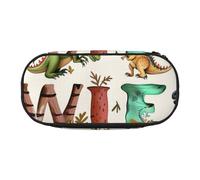 KCGSDEGV Trousse élégante d'apprentissage des lettres de l'alphabet avec imprimé dinosaures, trousse à crayons, trousse de maquillage, pour voyage, école, travail, Noir , Taille unique, Cartable