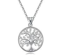 KCHSRKHXC 100% Sterling Silver Silver Tree Of Life Pendant Necklaces With Aaa Zircon Women Fashion Jewelry Gift For Girl Birthday