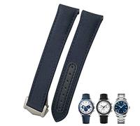 KCHSRKHXC 19mm 20mm 21mm Nylon Canvas Curved End Watchband Fit for Omega 300 AT150 Watch Strap (Color : Black Black, Size : 20mm Silver Clasp)