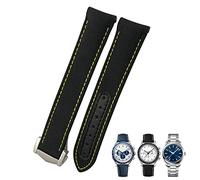 KCHSRKHXC 19mm 20mm 21mm Nylon Canvas Curved End Watchband Fit for Omega 300 AT150 Watch Strap (Color : Black Black, Size : 20mm Silver Clasp)