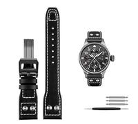 KCHSRKHXC 21mm 22mm Calfskin Leather Watchband Replacement for IWC Watch Pilot Portofino Mark18 Folding Buckle Strap Bracelets (Color : Brown Black, Size : 22mm)