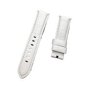KCHSRKHXC 22 mm 24 mm 26 mm noir brun bleu vert gris veau blanc bambou en cuir watchband compatible avec bracelet watch brandle tang boucle (sangle blanche, 22 mm sans boucle)