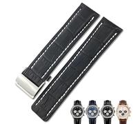 KCHSRKHXC 22 mm 24 mm en cuir authentique bande de montre en cuir douce pour les bracelets de boucle pliante en acier