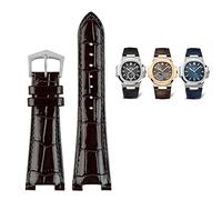 KCHSRKHXC 25X13mm notch Leather Watch Strap + connector For Patek Philippe Nautilus 5711 5726 5712g watchband wristband Bracelet