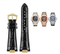 KCHSRKHXC 25X13mm notch Leather Watch Strap + connector For Patek Philippe Nautilus 5711 5726 5712g watchband wristband Bracelet