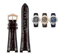 KCHSRKHXC 25X13mm notch Leather Watch Strap + connector For Patek Philippe Nautilus 5711 5726 5712g watchband wristband Bracelet